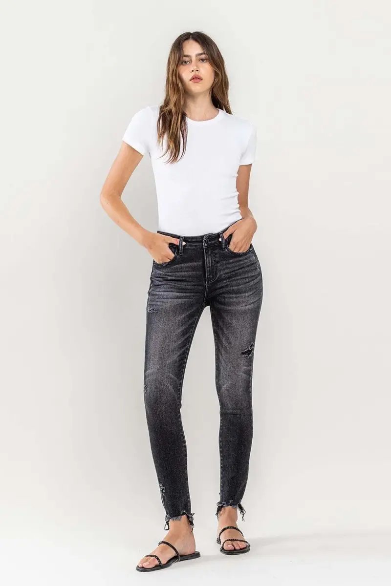 Lovervet Raw Hem Cropped Skinny Jeans for Stylish Outfits - Love Salve